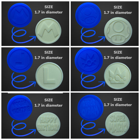 Chocolate Silicone Mold (Cakepop/Dessert Topper) - SUPER PLUMBER BROTHERS ICONS Round Shape - MADE IN USA