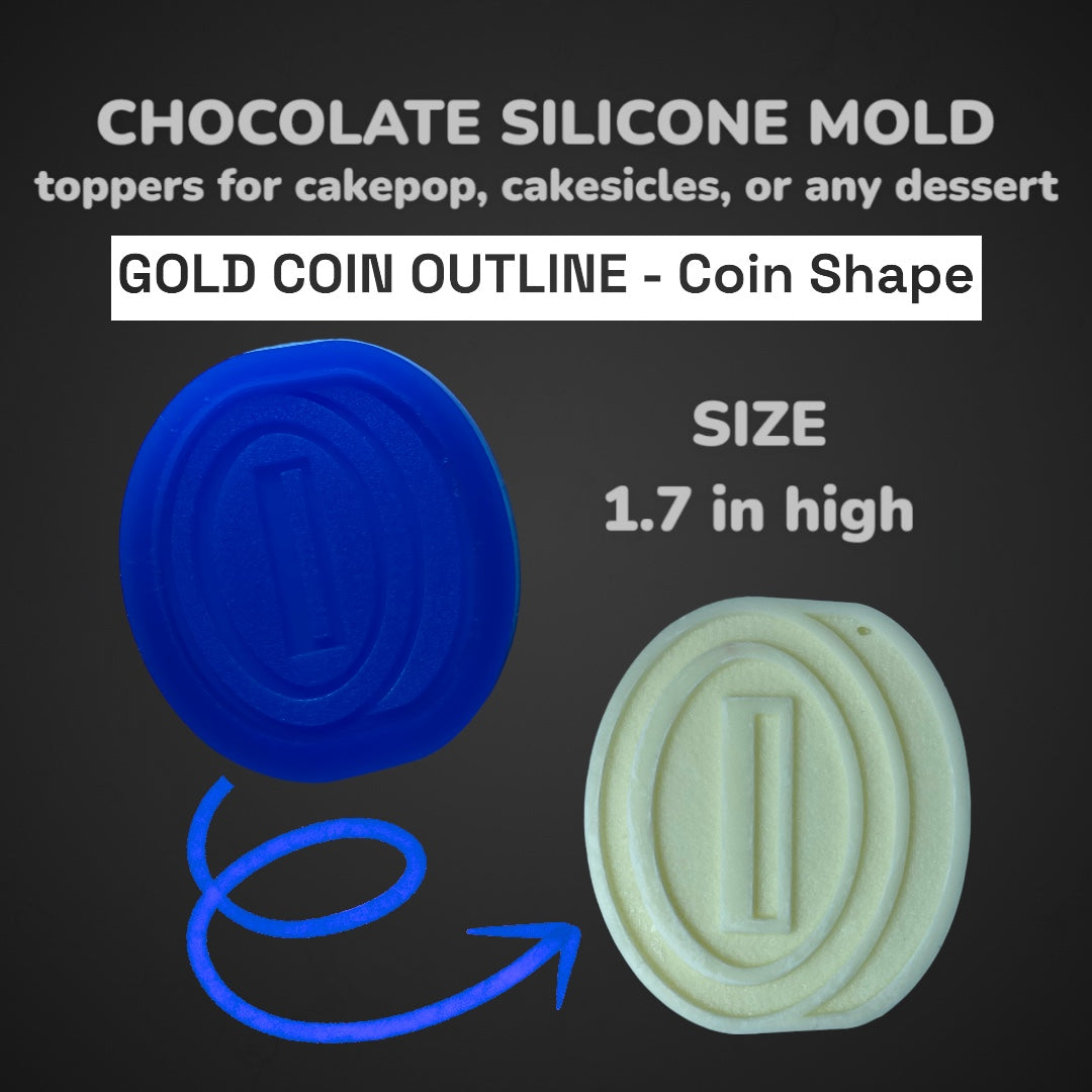 Cake Pop Mold / Plunger - COIN (Super Plumber Brothers Inspired) with Lollipop, Paper Straw or Popsicle Stick Guide Made in USA