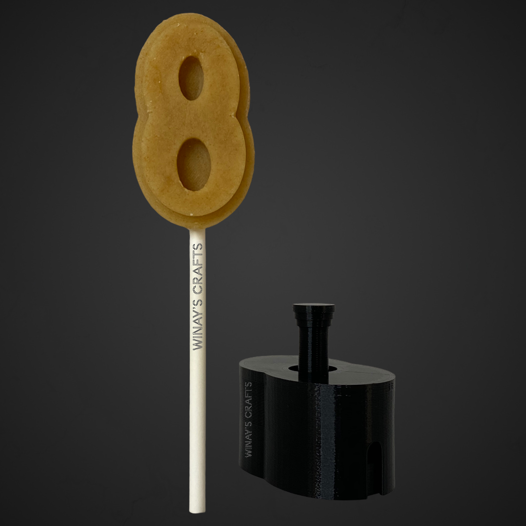Number 8 - Cake Pop Mold / Plunger (With Lollipop Stick, Paper Straw or Popsicle Stick Guide Options) - Made in USA