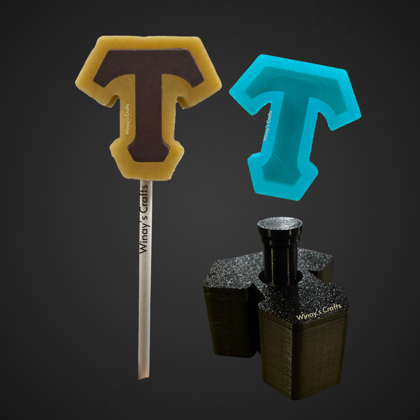 Cakepop Plunger and Chocolate Silicone Mold COMBO - Greek Alphabet - MADE IN USA