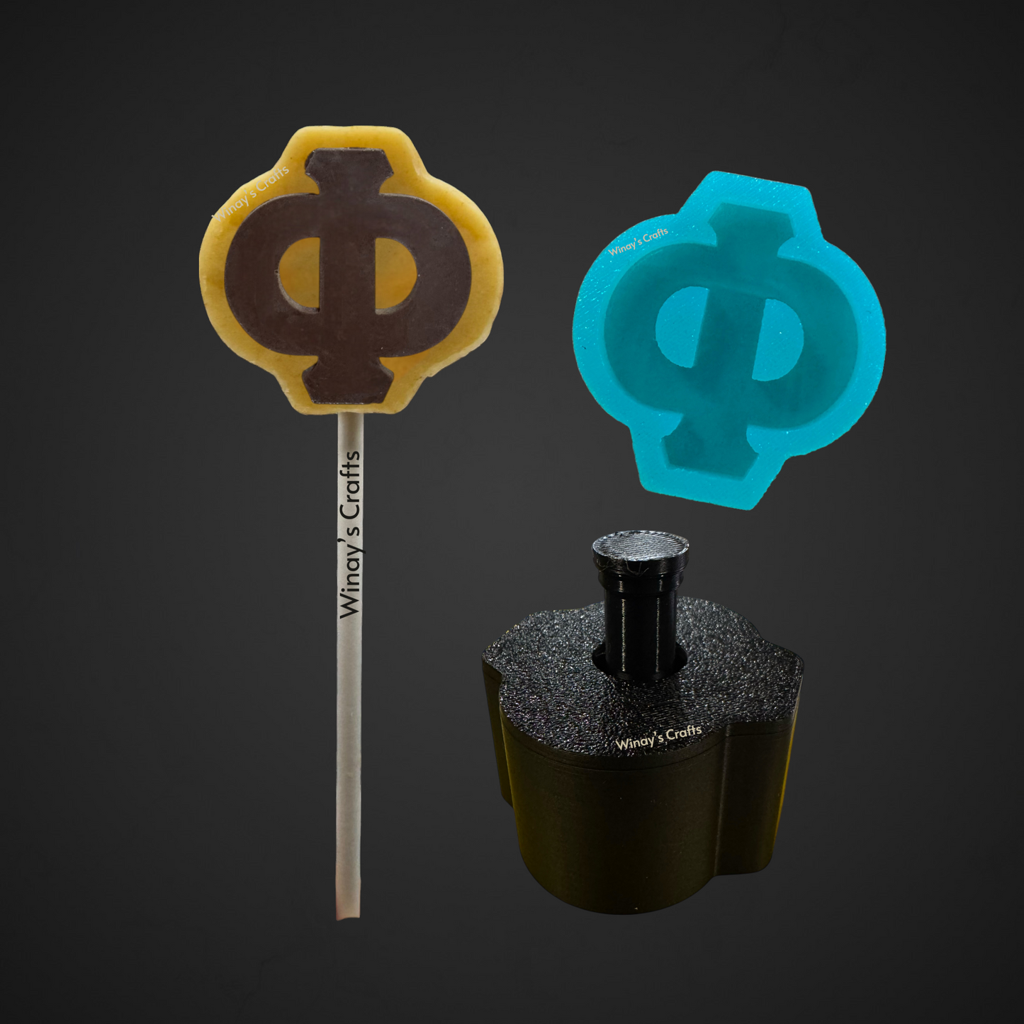 Cakepop Plunger and Chocolate Silicone Mold COMBO - Greek Alphabet - MADE IN USA