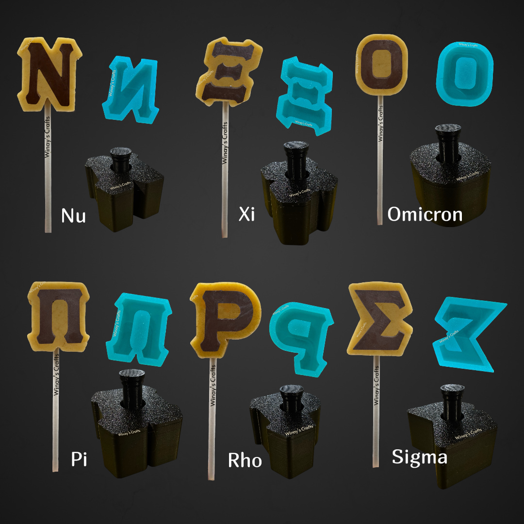 Cakepop Plunger and Chocolate Silicone Mold COMBO - Greek Alphabet - MADE IN USA