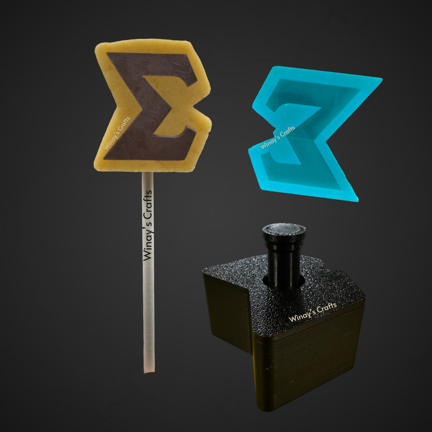 Cakepop Plunger and Chocolate Silicone Mold COMBO - Greek Alphabet - MADE IN USA