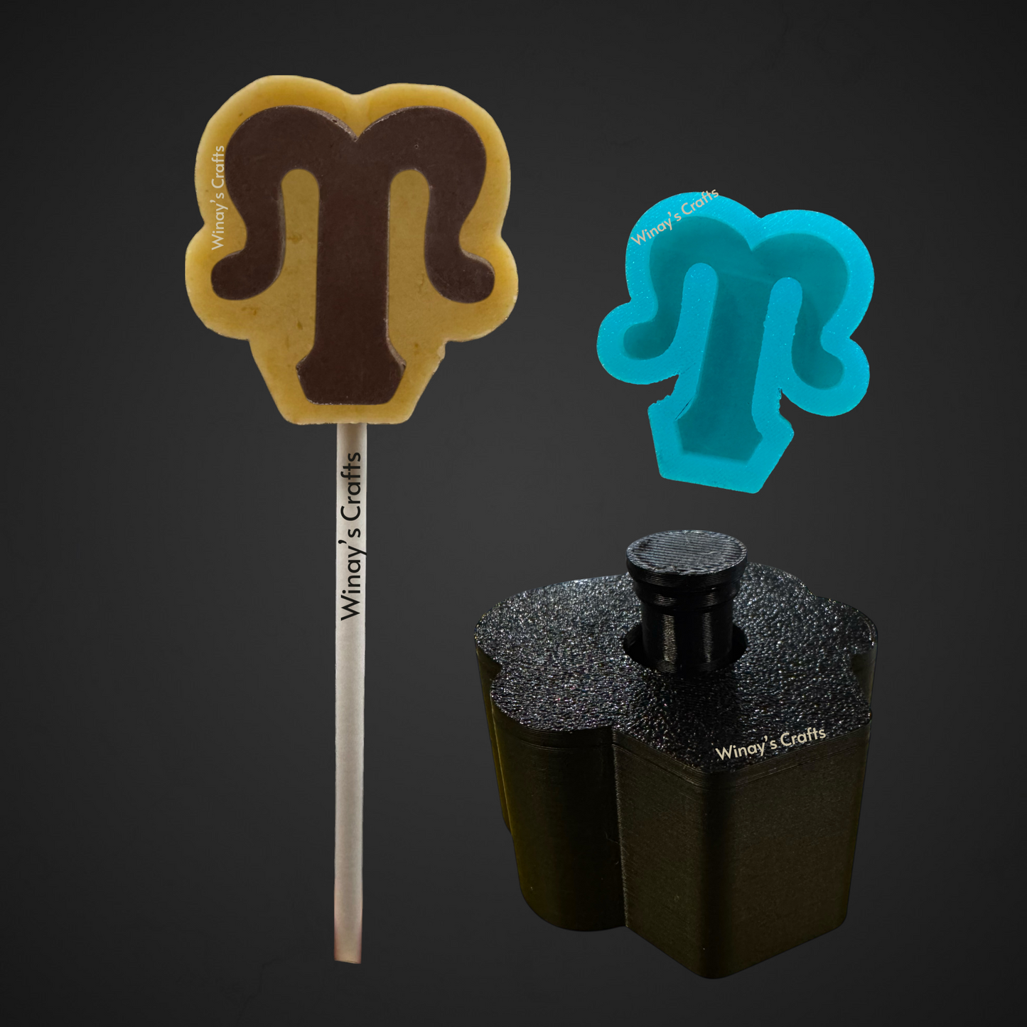 Cakepop Plunger and Chocolate Silicone Mold COMBO - Greek Alphabet - MADE IN USA