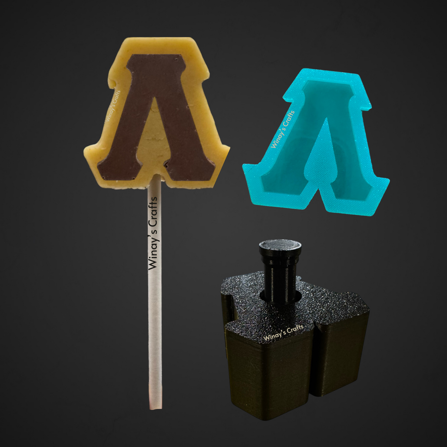 Cakepop Plunger and Chocolate Silicone Mold COMBO - Greek Alphabet - MADE IN USA