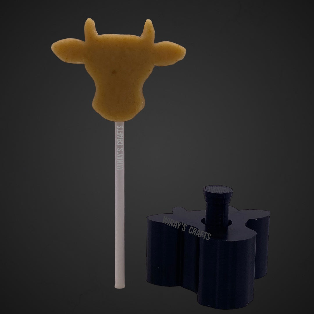 Cake Pop Mold / Plunger COW HEAD (With Lollipop Stick Guide Option) - Made in USA