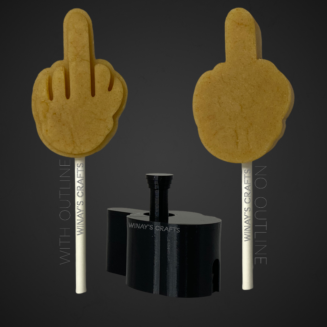 MIDDLE DIRTY FINGER - Cake Pop Mold / Plunger (With Lollipop Stick, Paper Straw or Popsicle Stick Guide Options) - Made in USA