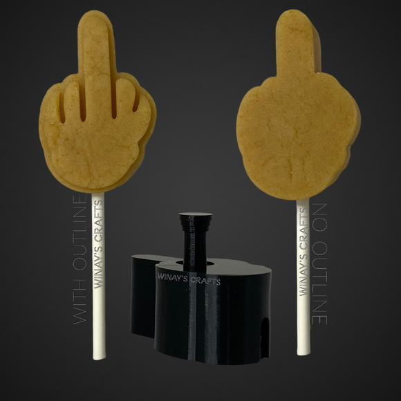 MIDDLE DIRTY FINGER - Cake Pop Mold / Plunger (With Lollipop Stick, Paper Straw or Popsicle Stick Guide Options) - Made in USA