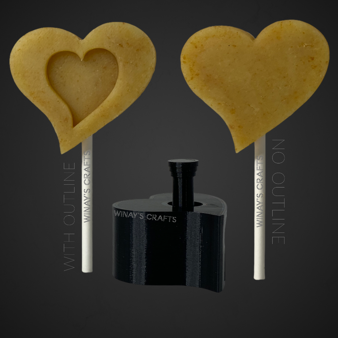 HEART (OPEN) - Cake Pop Mold / Plunger (With Lollipop Stick, Paper Straw or Popsicle Stick Guide Options) - Made in USA
