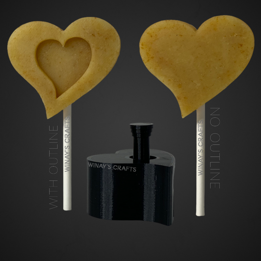 HEART (OPEN) - Cake Pop Mold / Plunger (With Lollipop Stick, Paper Straw or Popsicle Stick Guide Options) - Made in USA