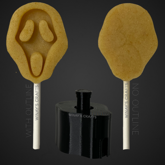 SCREAM MASK - Cake Pop Mold / Plunger (With Lollipop Stick, Paper Straw or Popsicle Stick Guide Options) - Made in USA