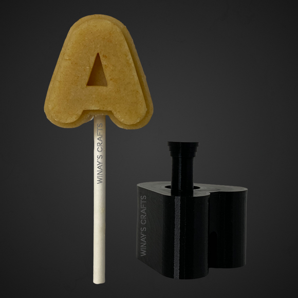 Letter A - Cake Pop Mold / Plunger (With Lollipop Stick, Paper Straw or Popsicle Stick Guide Options) - Made in USA