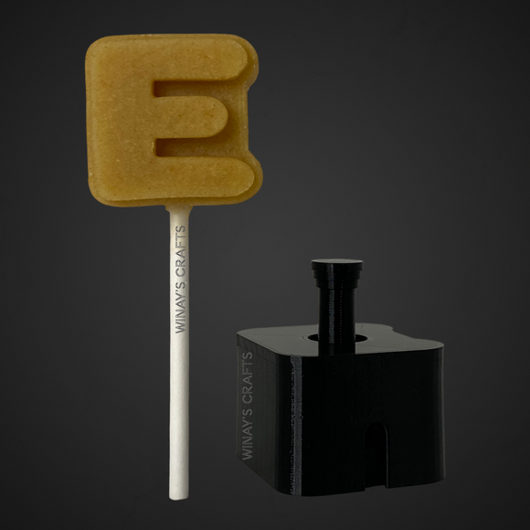 Letter E - Cake Pop Mold / Plunger (With Lollipop Stick, Paper Straw or Popsicle Stick Guide Options) - Made in USA