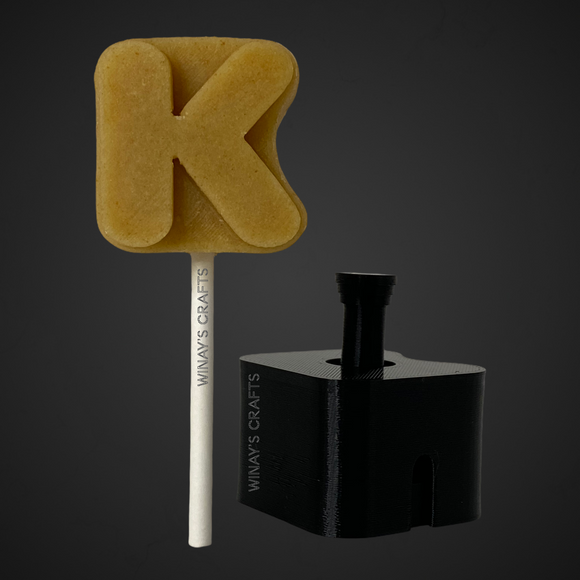 Letter K - Cake Pop Mold / Plunger (With Lollipop Stick, Paper Straw or Popsicle Stick Guide Options) - Made in USA