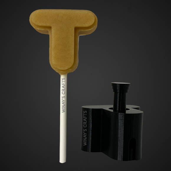 Letter T - Cake Pop Mold / Plunger (With Lollipop Stick, Paper Straw or Popsicle Stick Guide Options) - Made in USA