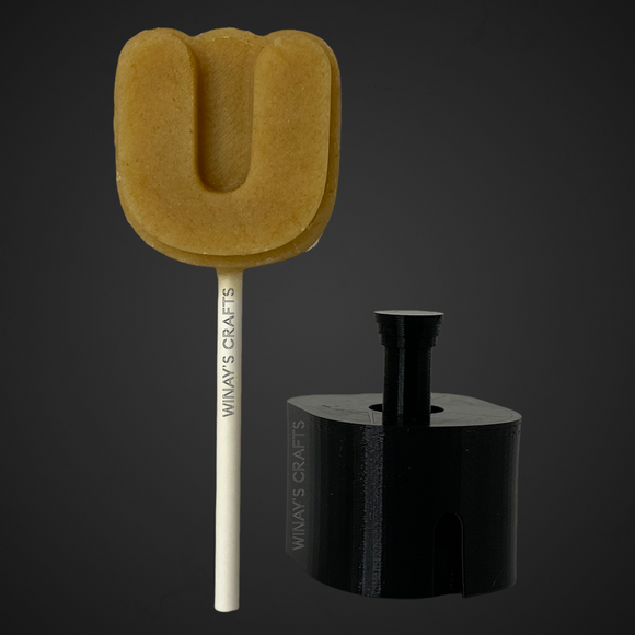 Letter U - Cake Pop Mold / Plunger (With Lollipop Stick, Paper Straw or Popsicle Stick Guide Options) - Made in USA