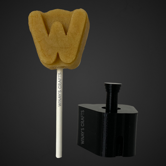 Letter W - Cake Pop Mold / Plunger (With Lollipop Stick, Paper Straw or Popsicle Stick Guide Options) - Made in USA
