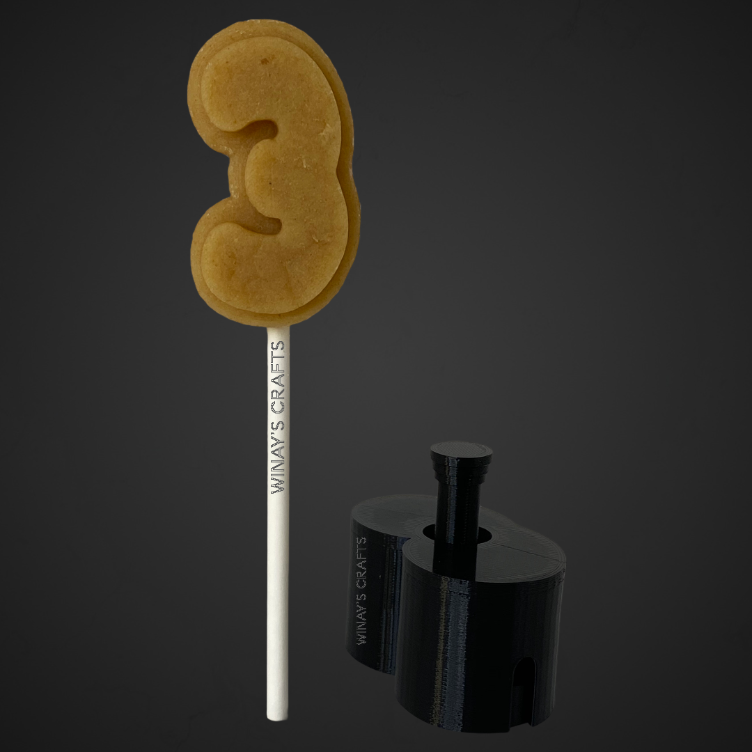 Number 3 - Cake Pop Mold / Plunger (With Lollipop Stick, Paper Straw or Popsicle Stick Guide Options) - Made in USA
