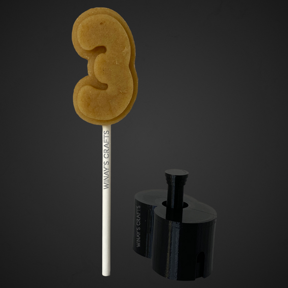Number 3 - Cake Pop Mold / Plunger (With Lollipop Stick, Paper Straw or Popsicle Stick Guide Options) - Made in USA