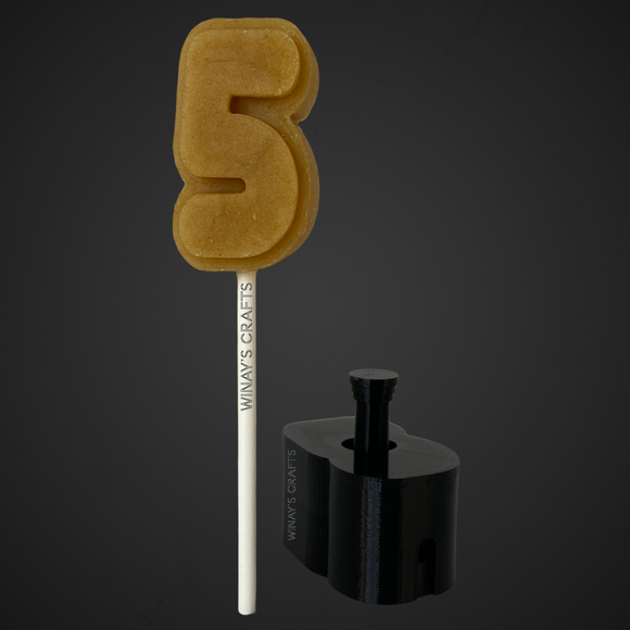 Number 5 - Cake Pop Mold / Plunger (With Lollipop Stick, Paper Straw or Popsicle Stick Guide Options) - Made in USA