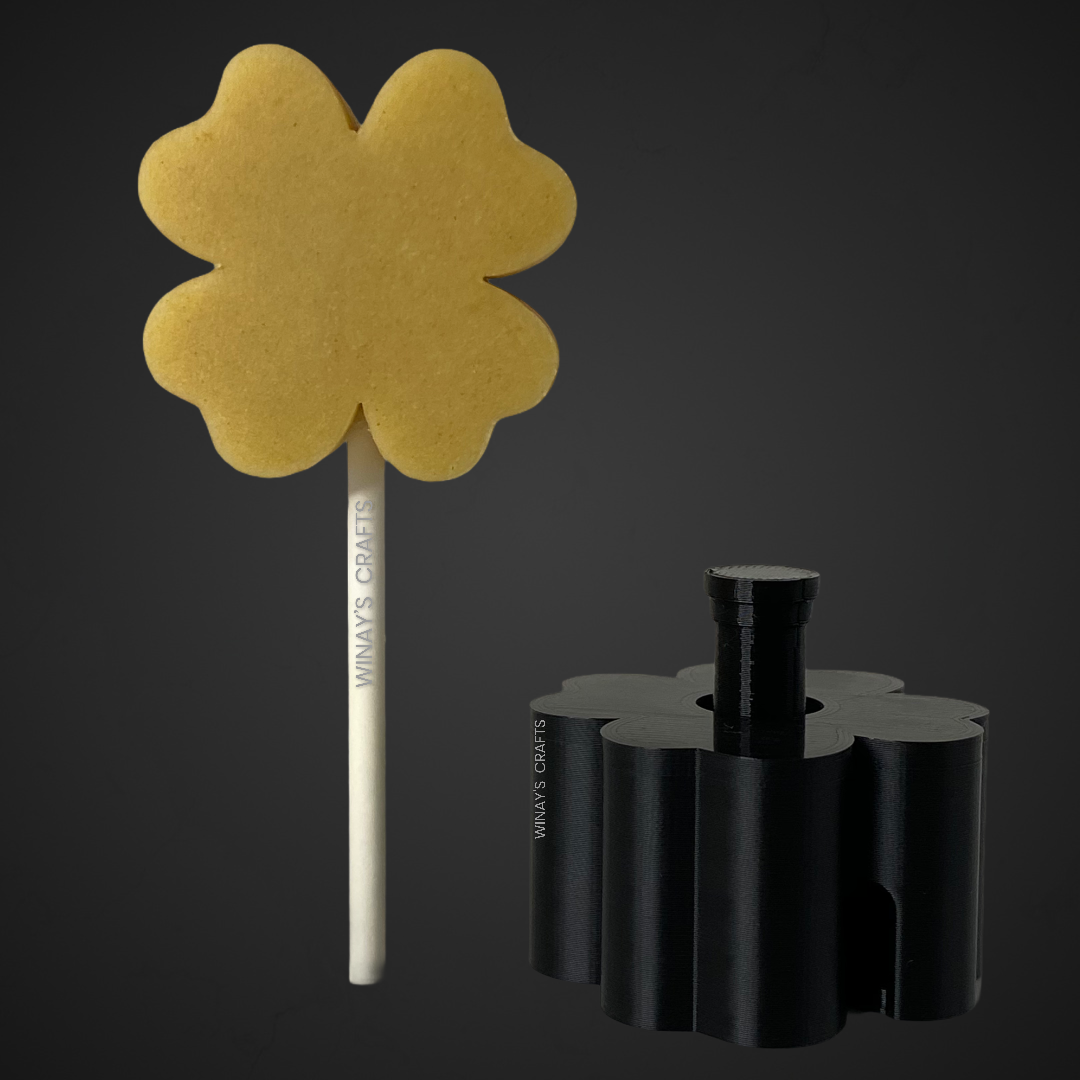 CLOVER 4-LEAF/SHAMROCK - Cake Pop Mold / Plunger (With Lollipop Stick Guide Options) - Made in USA