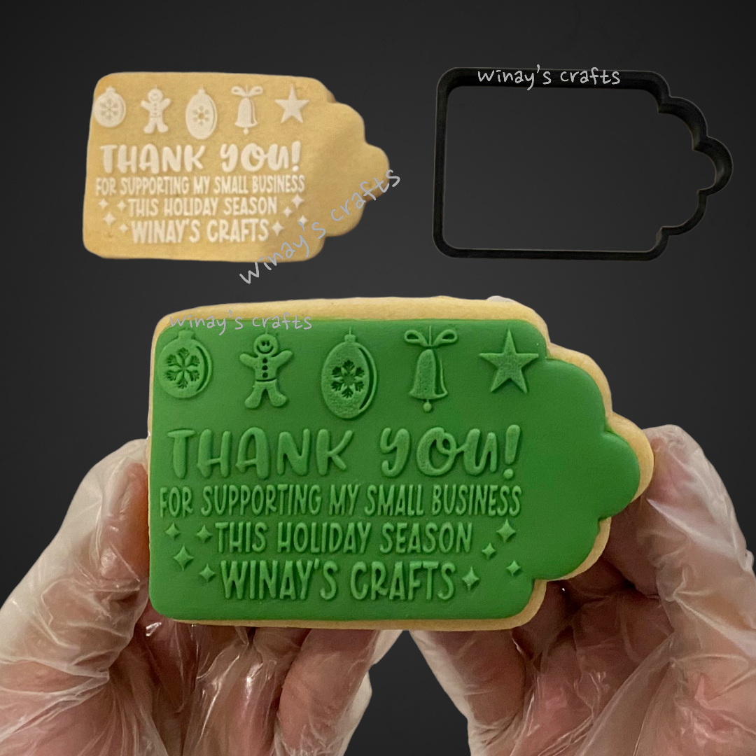 CUSTOMIZED Fondant Embosser / Etcher with Gift Tag Cutter - Thank You –  Winay's Crafts