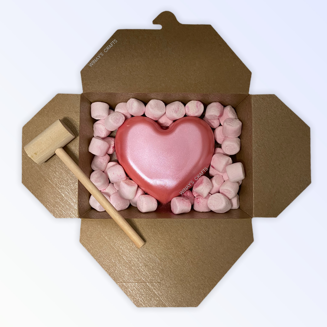 Pink Breakable Heart Mold with Chocolate