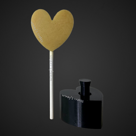 Cake Pop Mold/Plunger HEART - ELONGATED (With Lollipop Stick, Paper Straw or Popsicle Stick Guide Options) - Made in USA